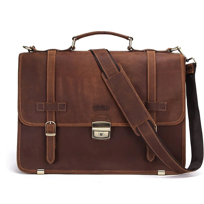 Leather Briefcase with 14-Inch Laptop Compartment