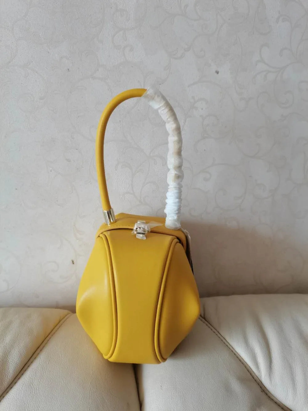 Women's Leather Dumpling Clutch - Khaki