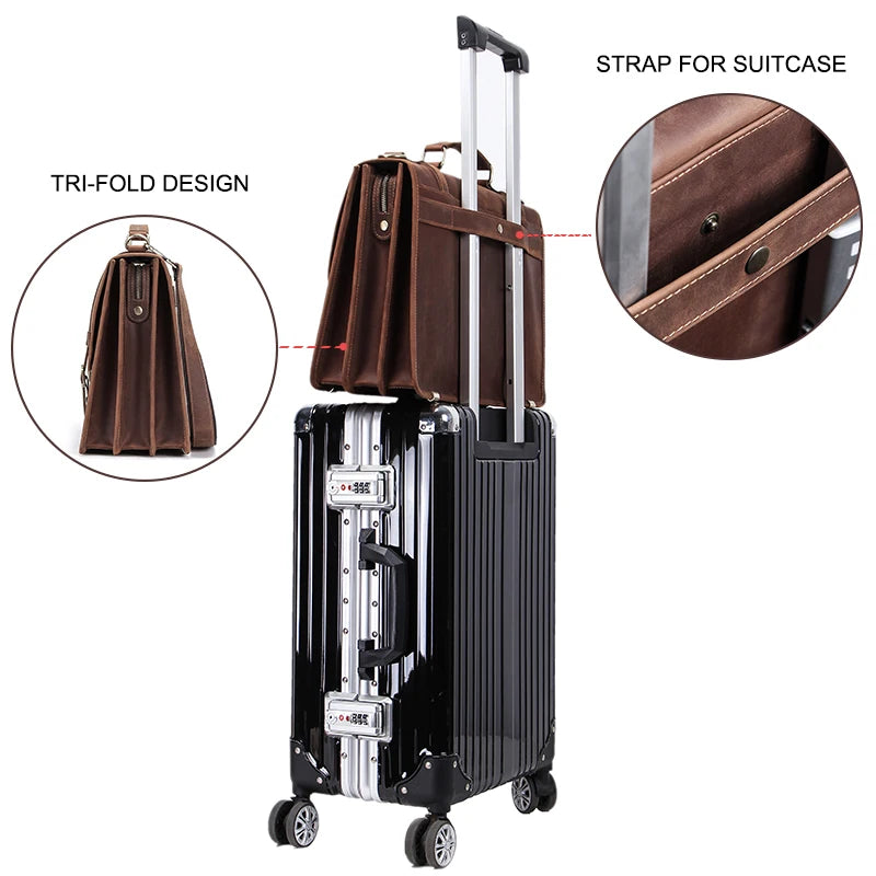 Leather Briefcase with 14-Inch Laptop Compartment