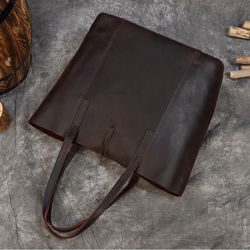 Women's Crazy Horse Leather Tote with Removable Clutch