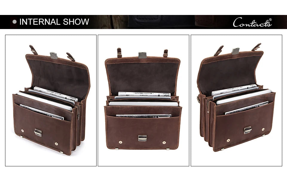 Leather Briefcase with 14-Inch Laptop Compartment