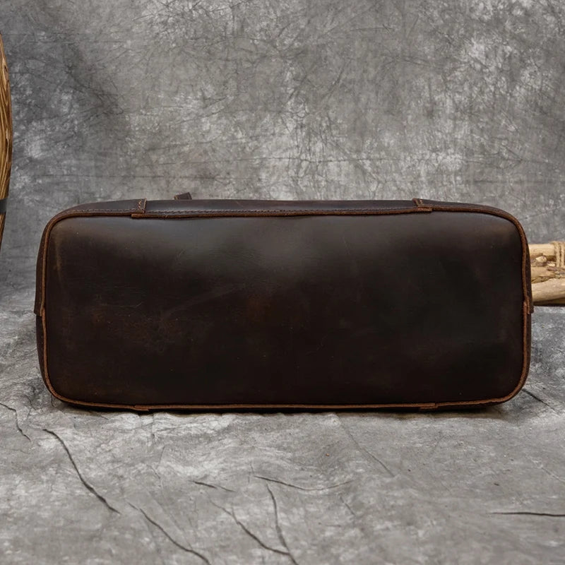 Women's Crazy Horse Leather Tote with Removable Clutch