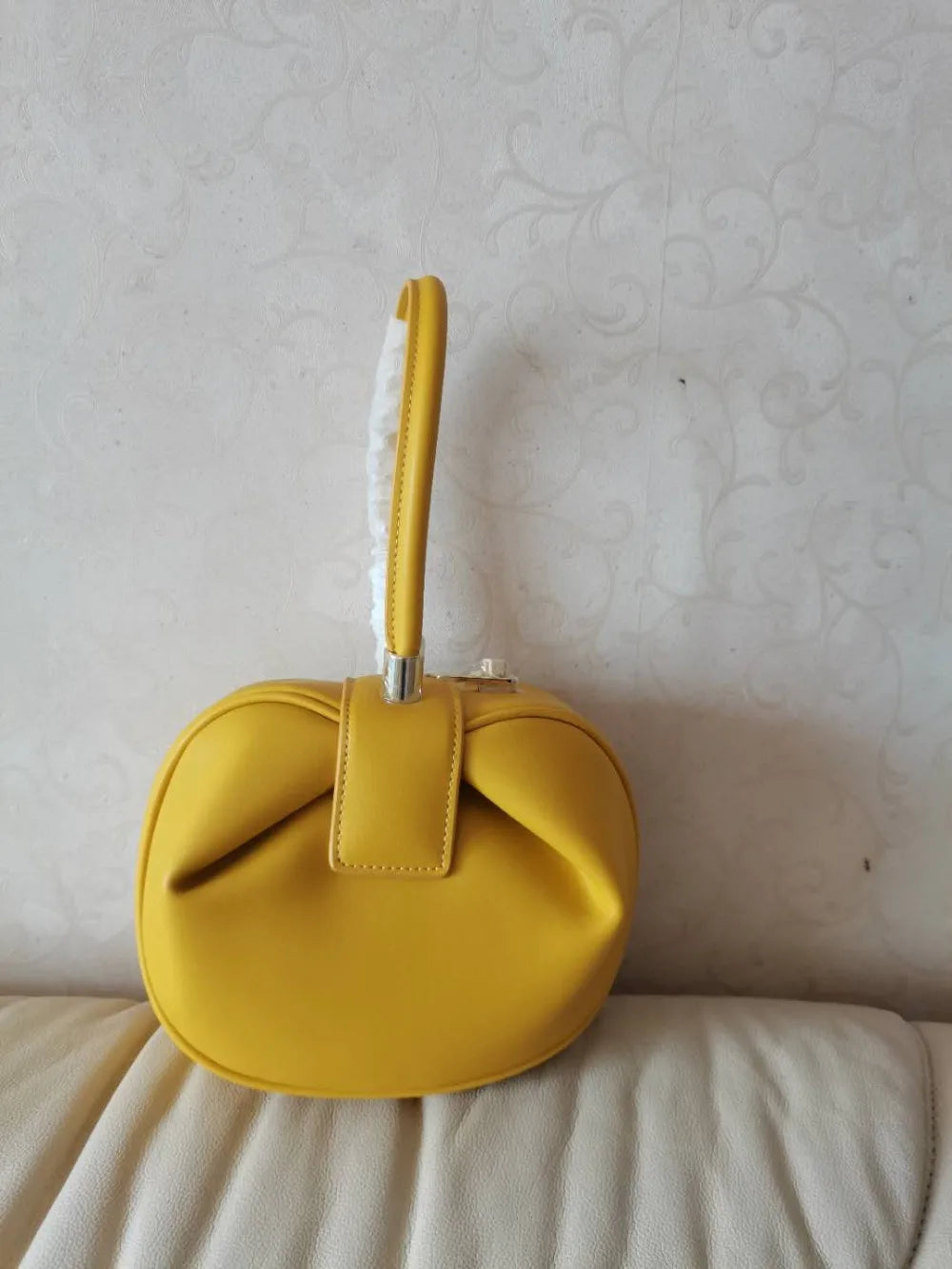 Women's Leather Dumpling Clutch - Khaki