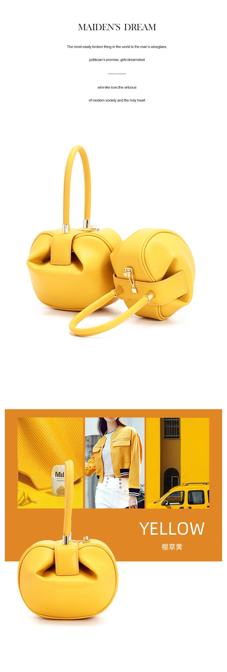 Women's Leather Dumpling Clutch - Khaki