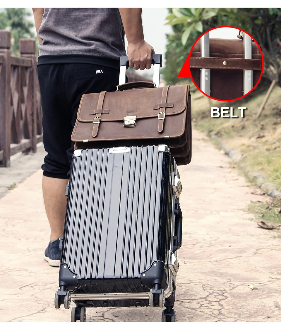 Leather Briefcase with 14-Inch Laptop Compartment