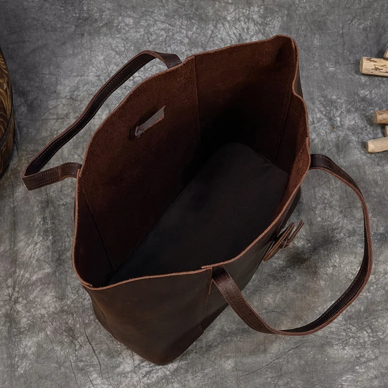 Women's Crazy Horse Leather Tote with Removable Clutch