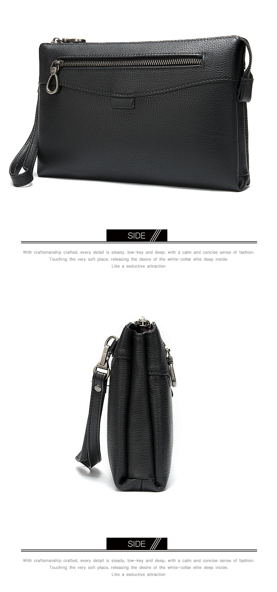 Men's Genuine Leather Clutch Wallet 7.9" iPad Soft Leather Hand Purse