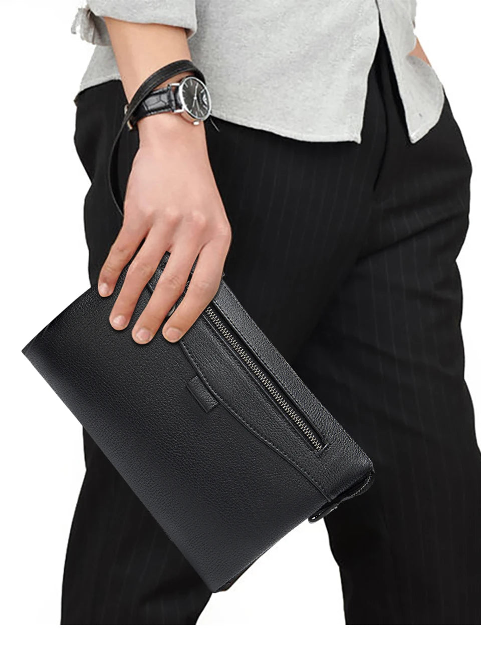 Men's Genuine Leather Clutch Wallet 7.9" iPad Soft Leather Hand Purse