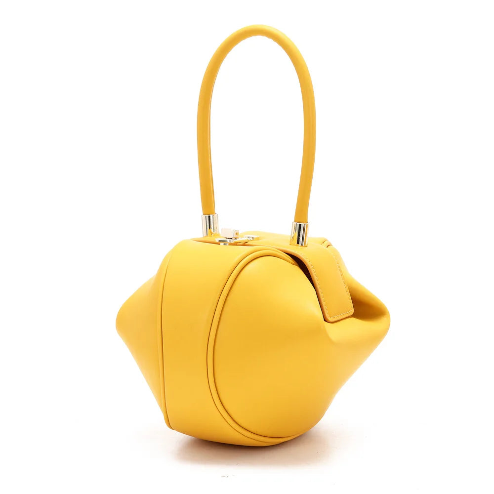 Women's Leather Dumpling Clutch - Khaki