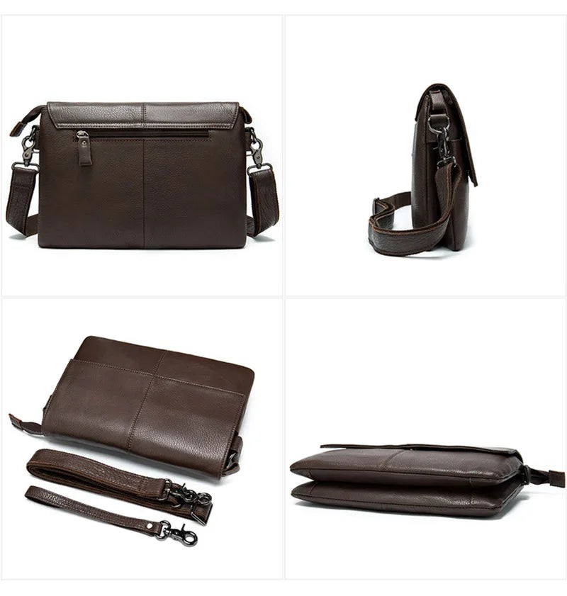 Men's Genuine Leather Clutch Wallet Double Zipper Business Bag Hand Purse