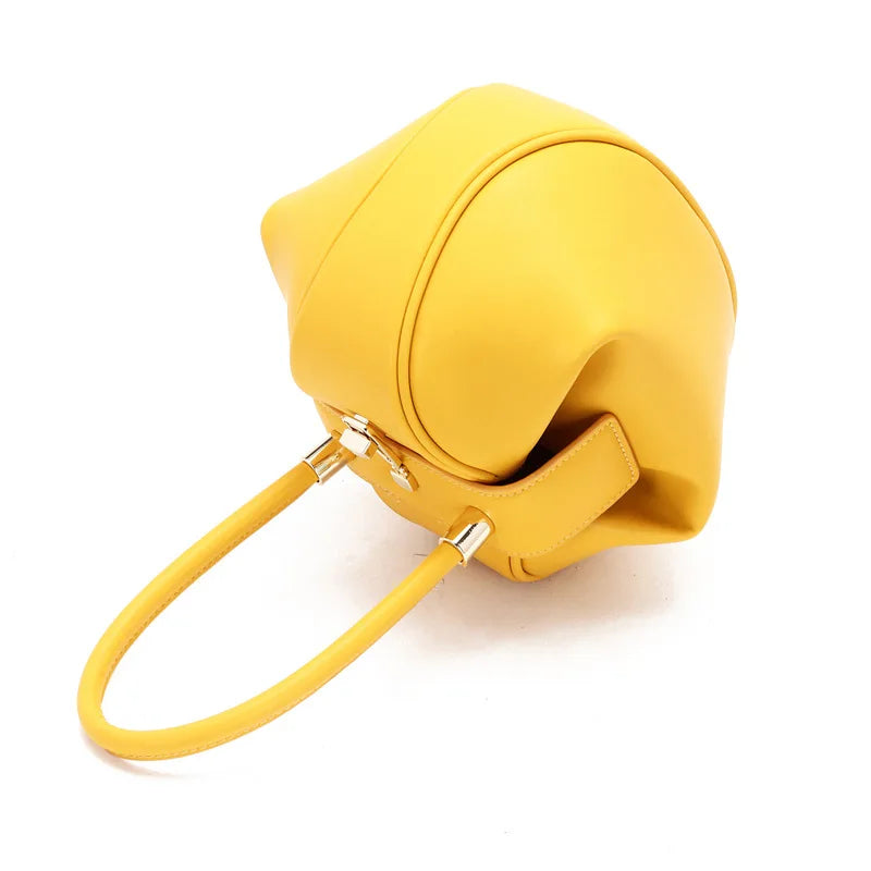 Women's Leather Dumpling Clutch - Khaki