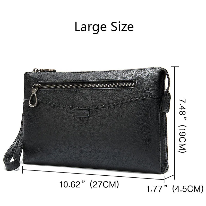 Men's Genuine Leather Clutch Wallet 7.9" iPad Soft Leather Hand Purse