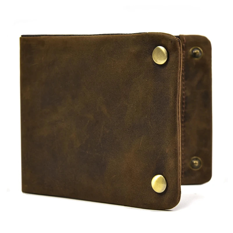 Men's Genuine Leather Trifold Wallet with Zipper Coin Pocket