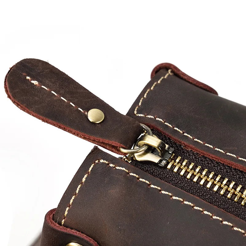 Crazy Horse Leather Messenger Briefcase for Men - 15 Inch Laptop Bag