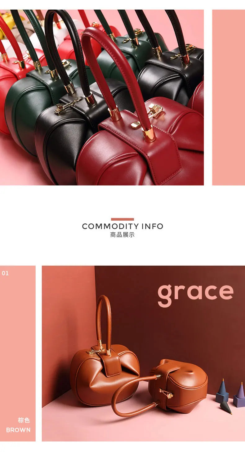 Women's Leather Dumpling Clutch - Khaki