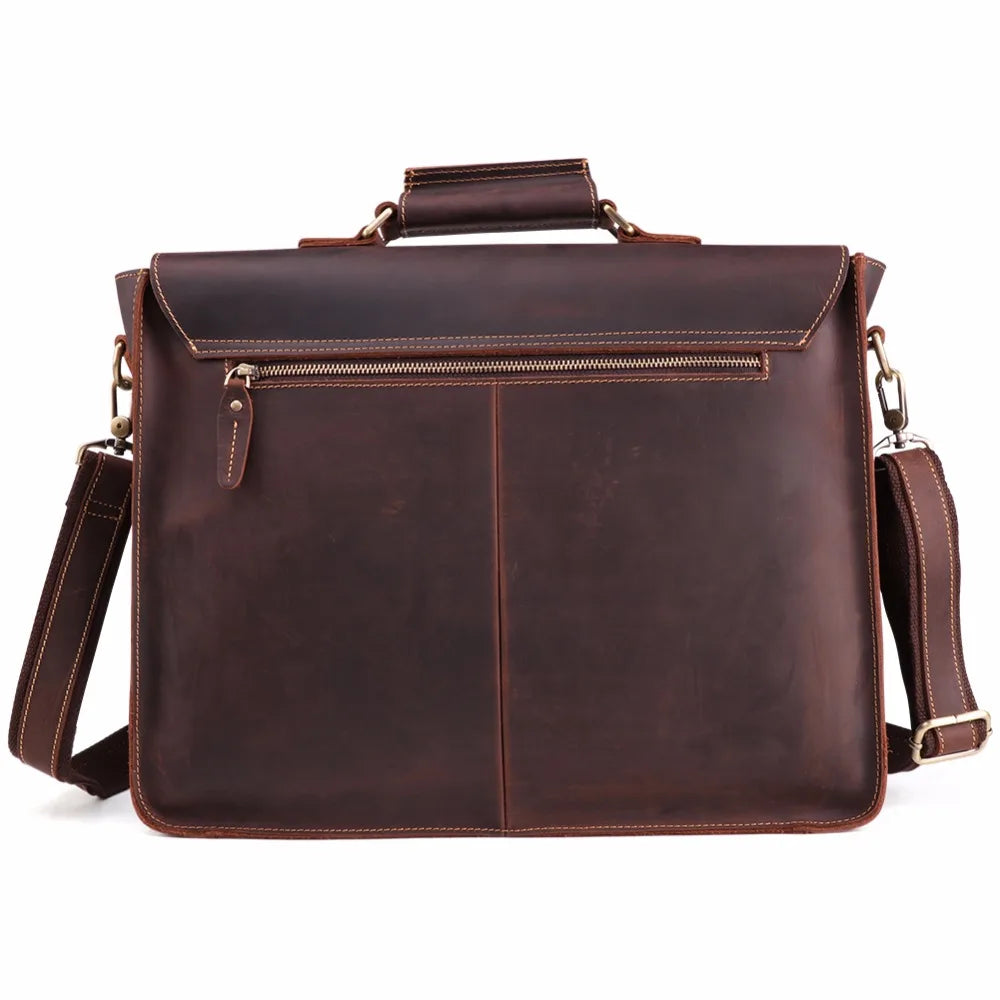 Leather Briefcase 15.6" Laptop Bag with Shoulder Strap