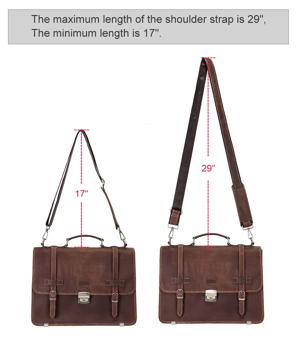 Leather Briefcase with 14-Inch Laptop Compartment