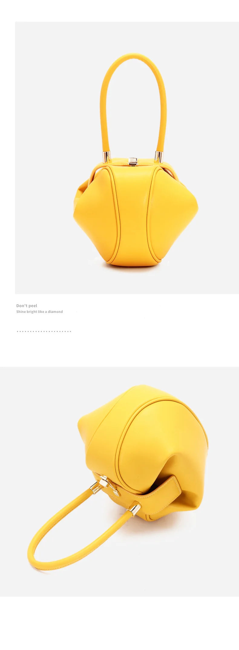 Women's Leather Dumpling Clutch - Khaki