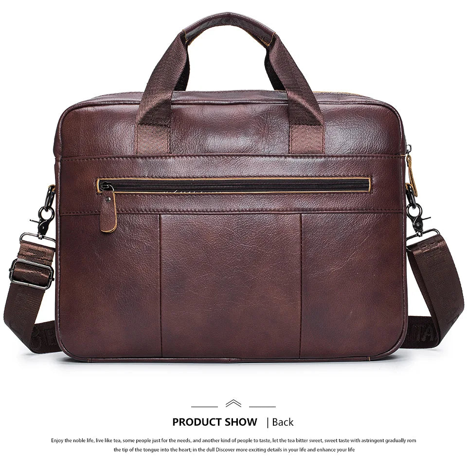 Genuine Leather Briefcase for 14" Laptop – Business Portfolio