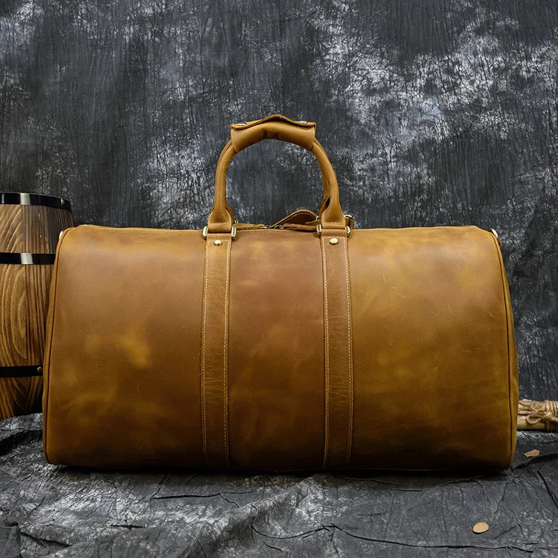 Men's Crazy Horse Duffel Bag 50cm Leather Luggage