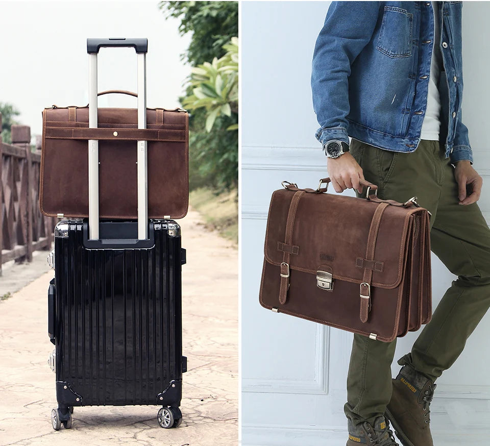 Leather Briefcase with 14-Inch Laptop Compartment