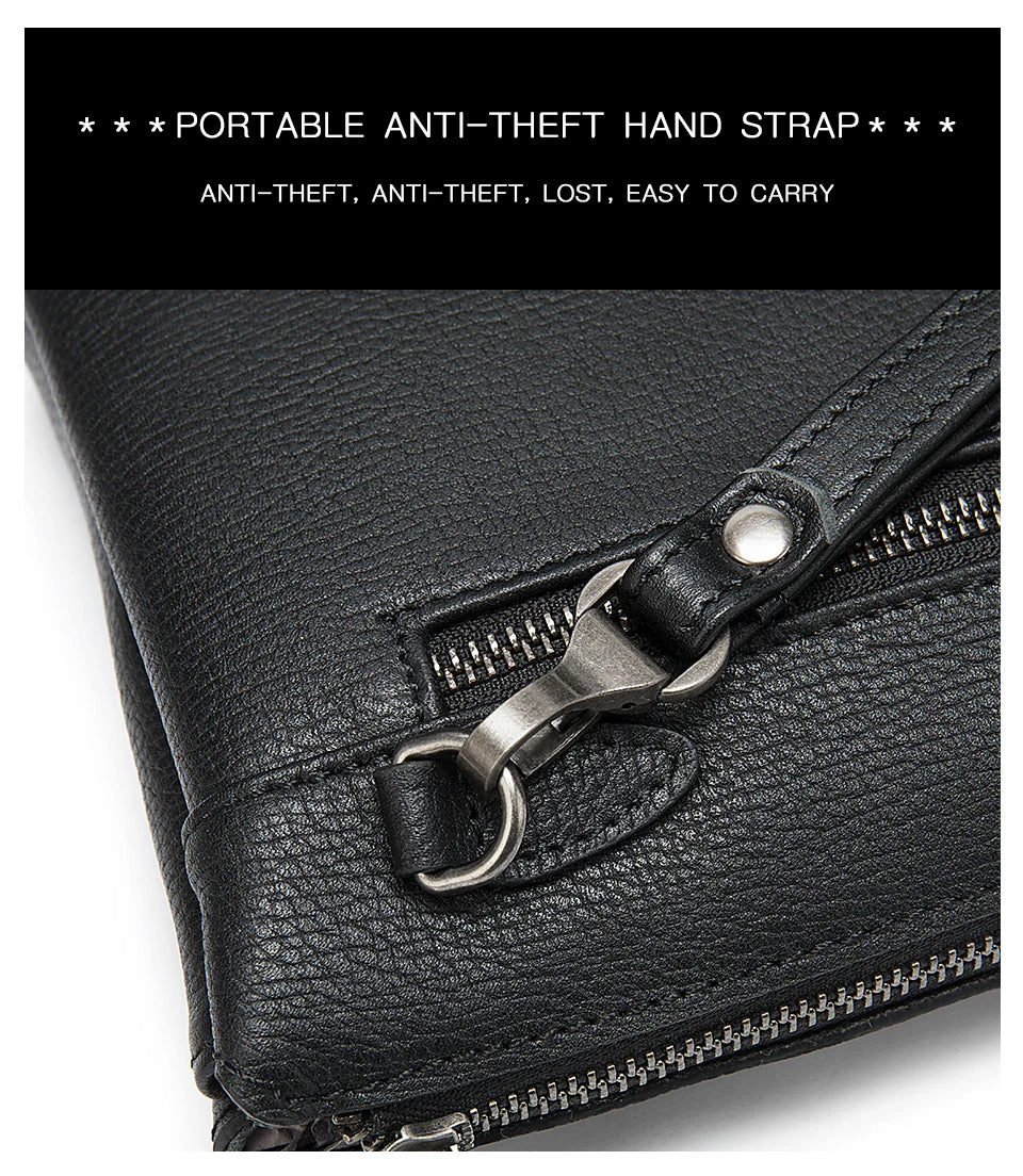 Men's Genuine Leather Clutch Wallet 7.9" iPad Soft Leather Hand Purse