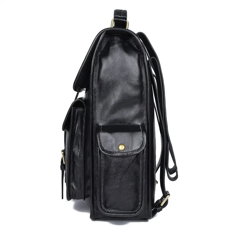 Premium Genuine Leather Backpack - 15 Inch Laptop Daypack for Men & Women
