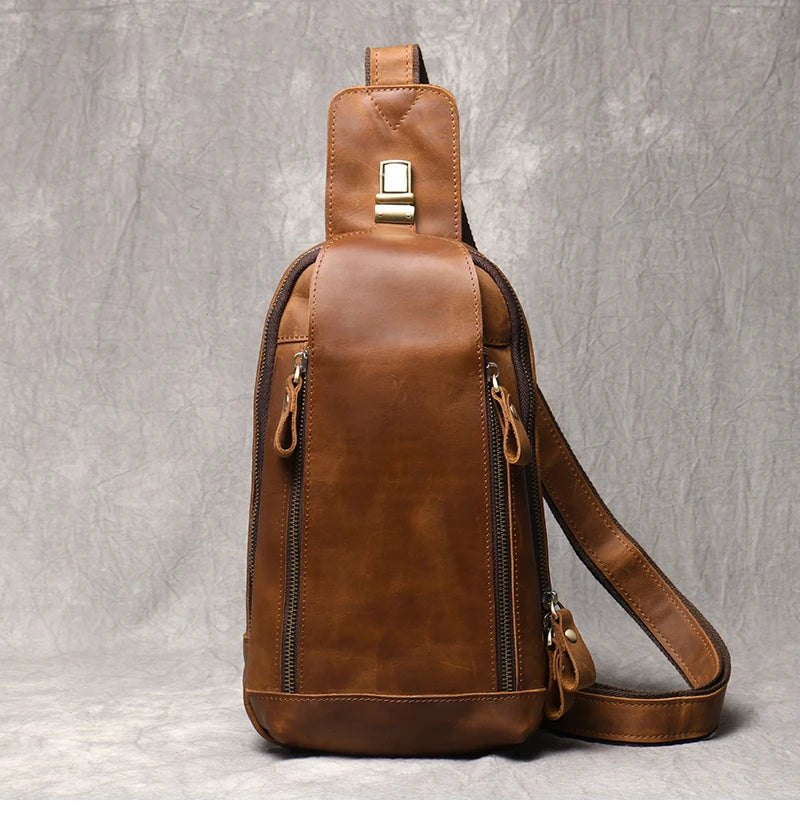 Leather Crossbody Bag – Vintage Sling Bag for iPad & Essentials