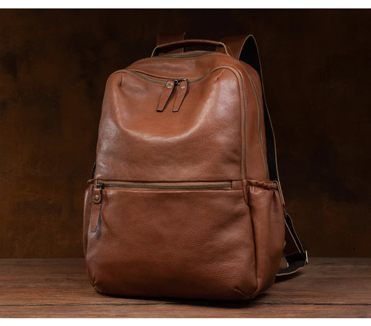 Leather Backpack – Large Capacity Travel & Laptop Bag 15.6 Inch