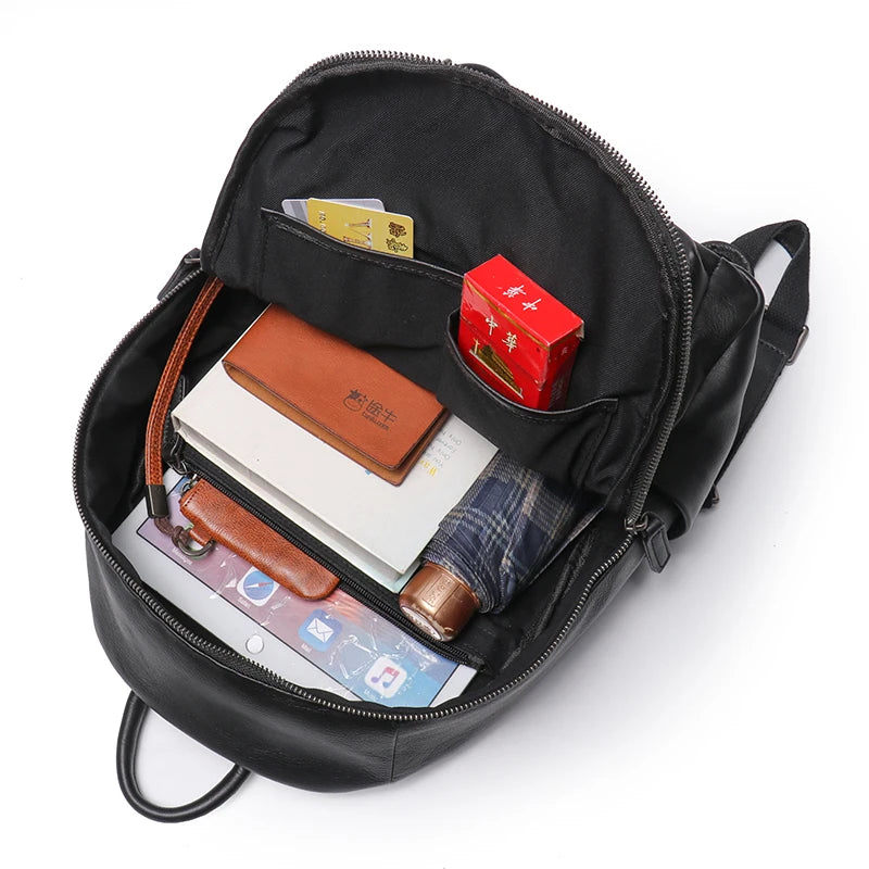 Leather Backpack with Laptop Compartment