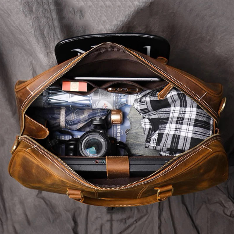 Leather Travel Tote with 14-Inch Laptop Compartment
