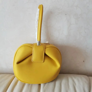 Women's Leather Dumpling Clutch - Khaki