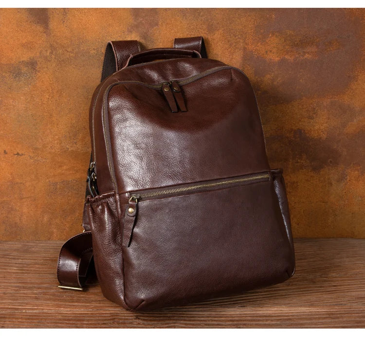 Leather Backpack – Large Capacity Travel & Laptop Bag 15.6 Inch