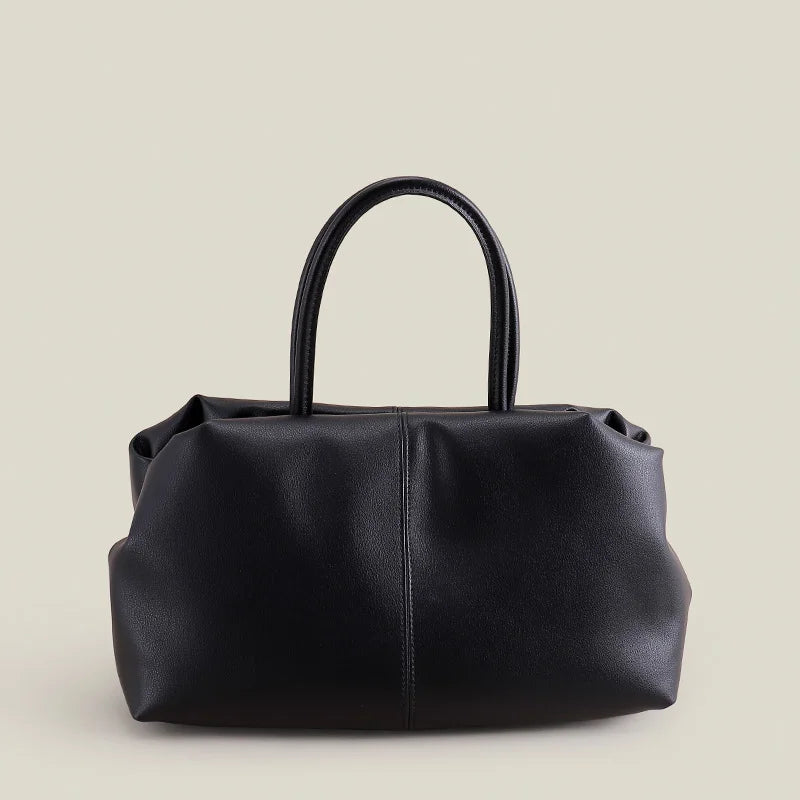 Black Coffee Cloud Tote - Cowhide Travel Handbag