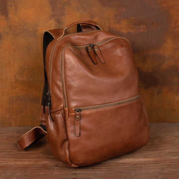 Leather Backpack – Large Capacity Travel & Laptop Bag 15.6 Inch