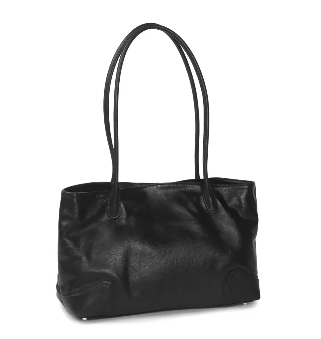 Beige Coffee Leather Tote Bag