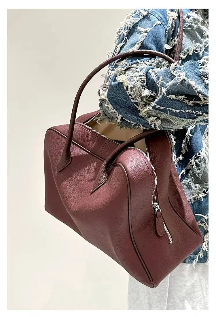 Leather Tote Bag with Shoulder Strap