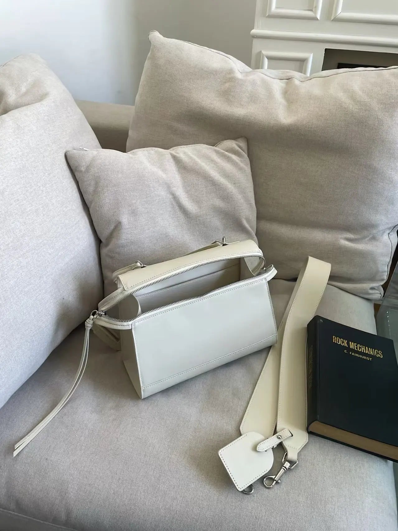 Beige Calfskin Tote Bag for Women