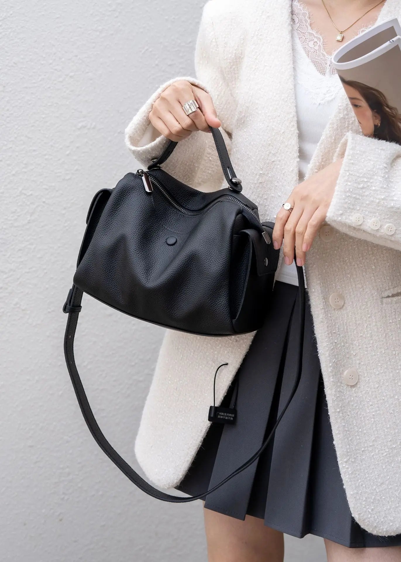 Beige Togo Leather Boston Tote - KQ Premium 2026