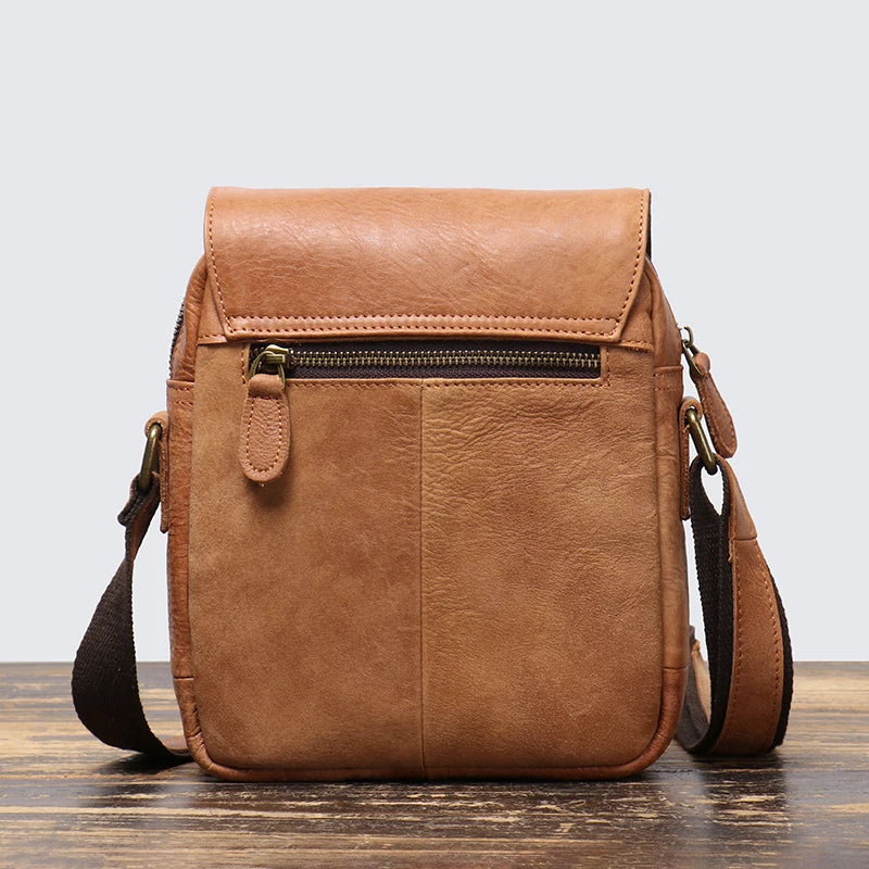 Leather Shoulder Bag with Flap - Vintage Crossbody for iPad
