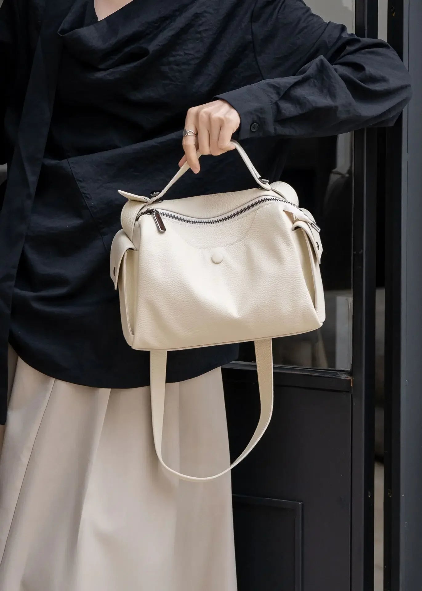 Beige Togo Leather Boston Tote - KQ Premium 2026