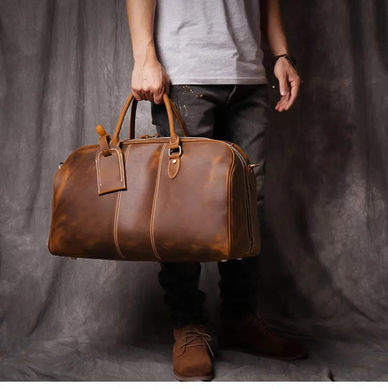 Leather Travel Tote with 14-Inch Laptop Compartment
