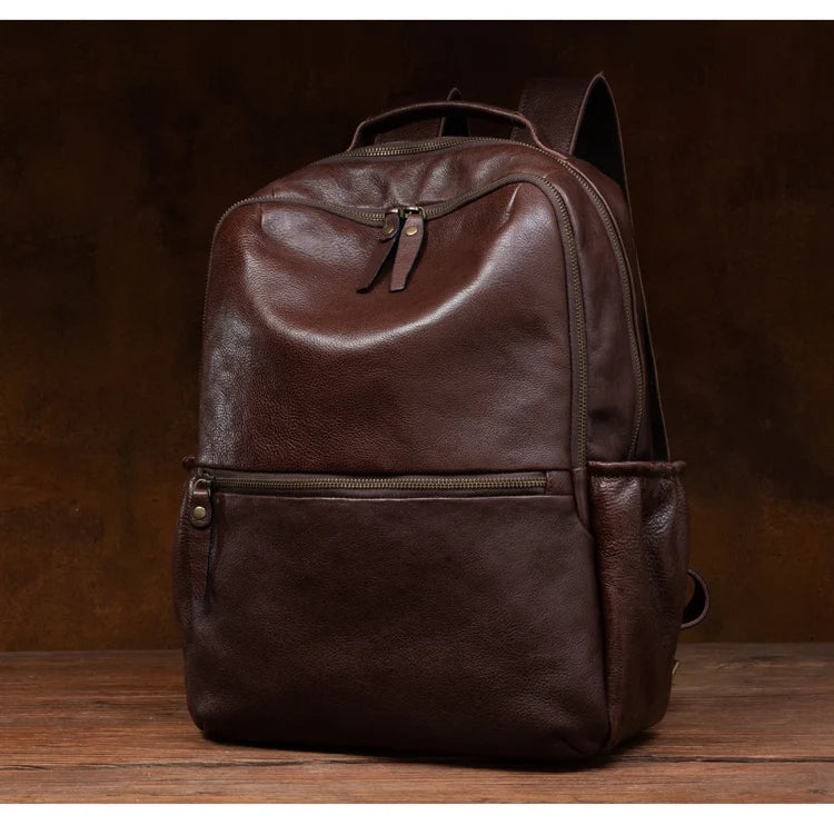 Leather Backpack – Large Capacity Travel & Laptop Bag 15.6 Inch