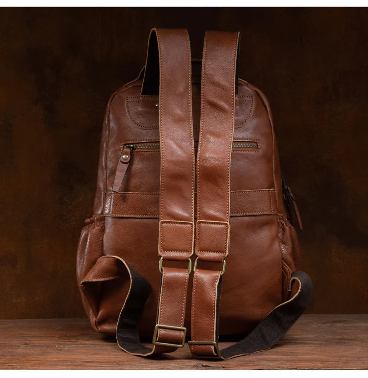 Leather Backpack – Large Capacity Travel & Laptop Bag 15.6 Inch