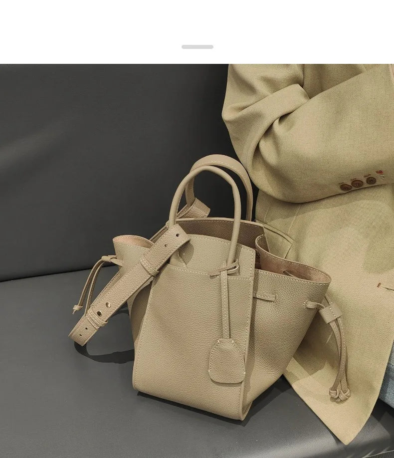 Black Leather Wings Trapeze Tote