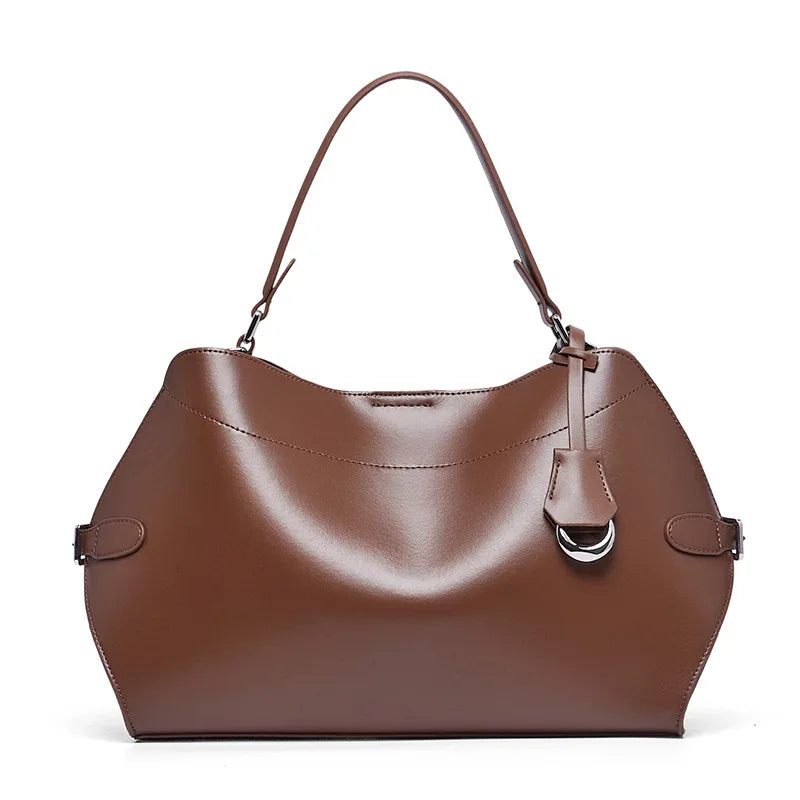 Beige Split Leather Business Tote | KQ Premium