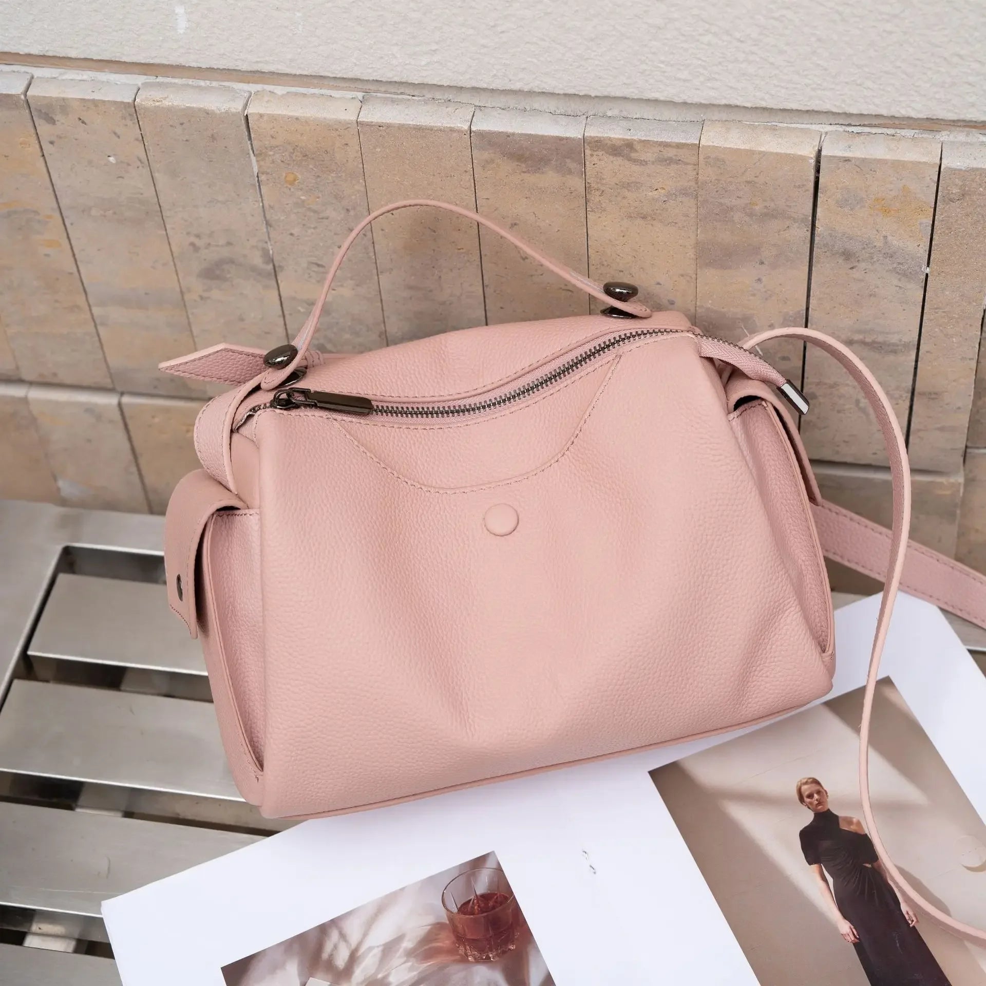 Beige Togo Leather Boston Tote - KQ Premium 2026