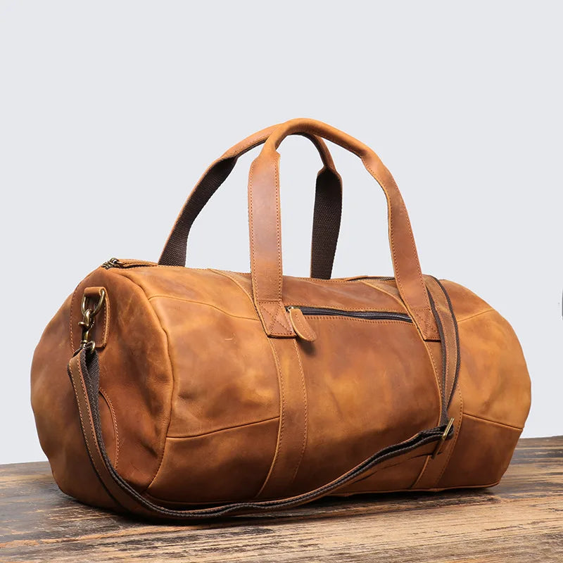 Leather Duffel Bag – Vintage Weekender Travel & Gym Tote