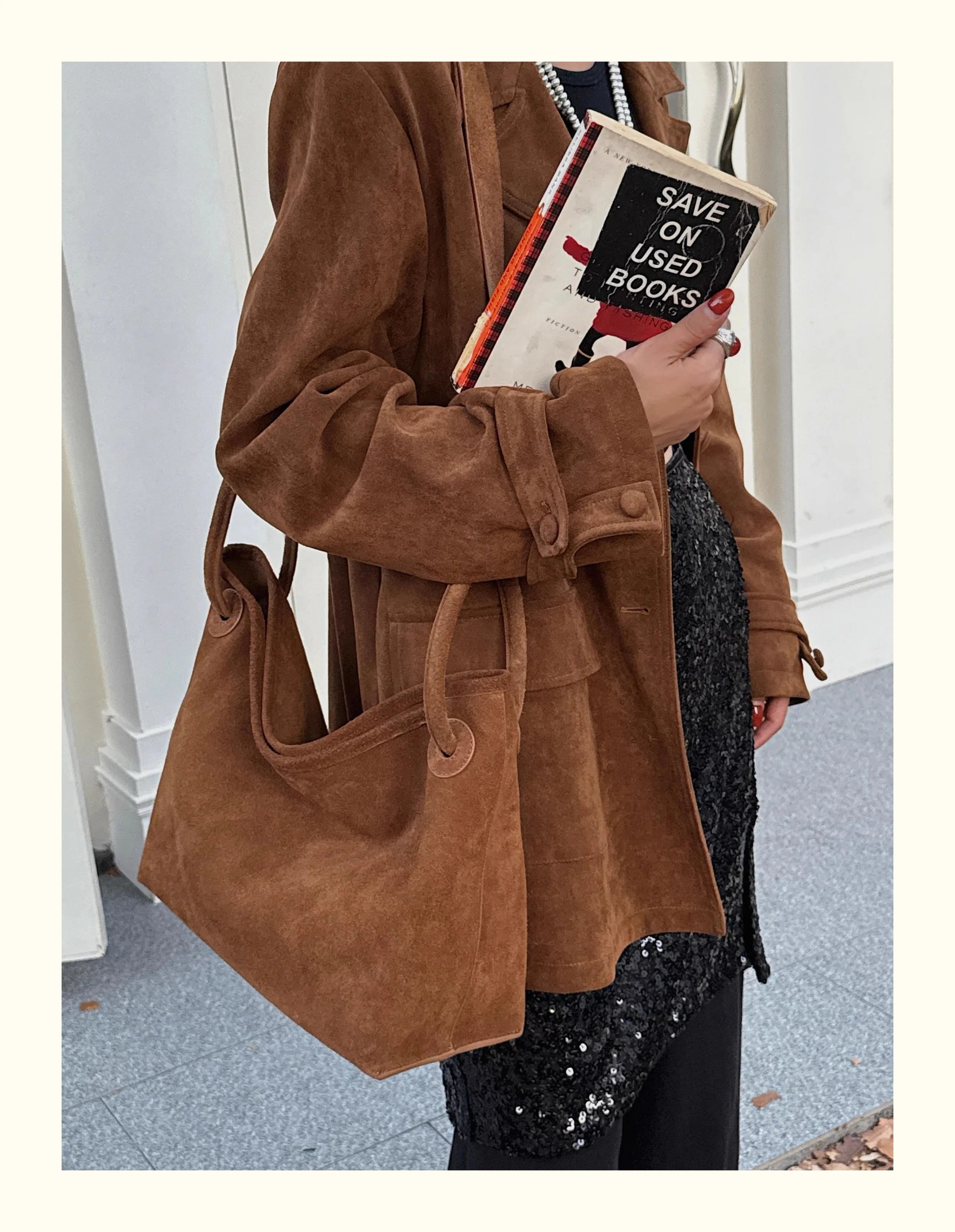 Amy Green Suede Satchel Tote