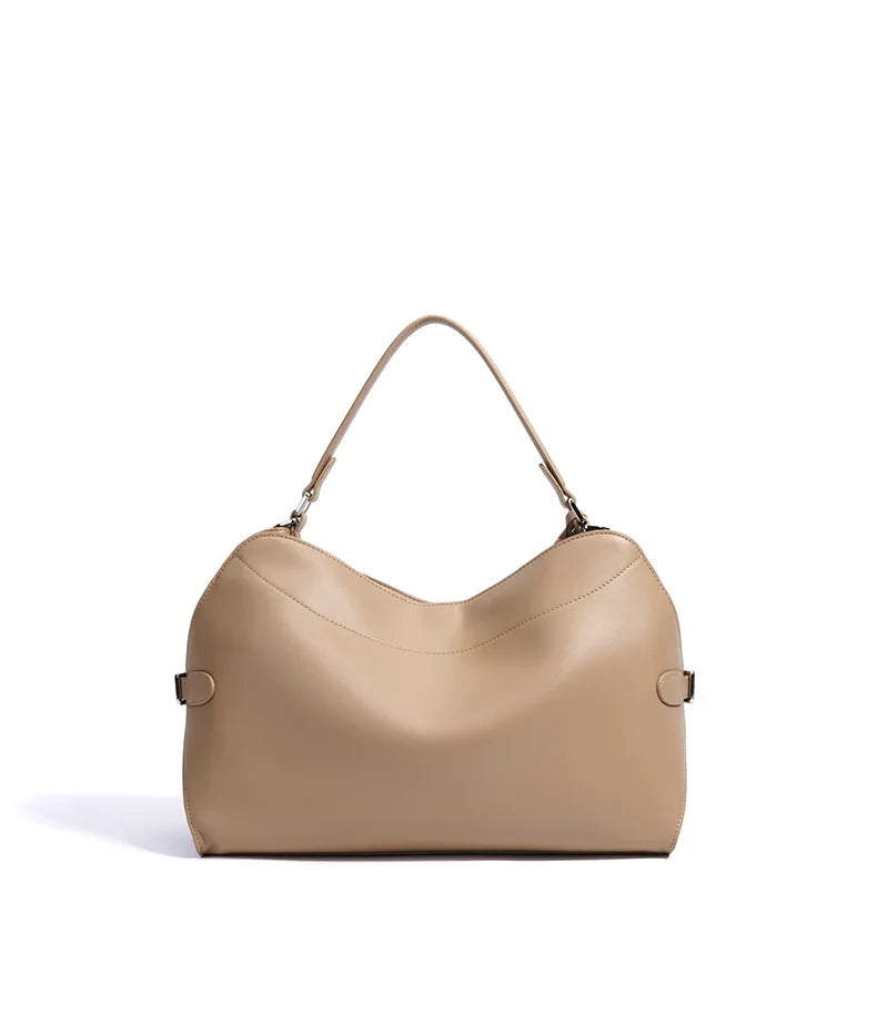 Beige Split Leather Business Tote | KQ Premium